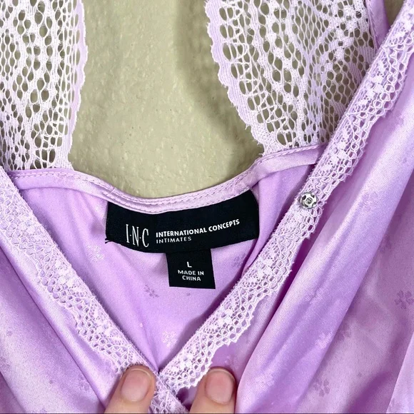 INC Purple Jacquard Daisy Surplice Teddy Romper Large - Picture 4 of 7